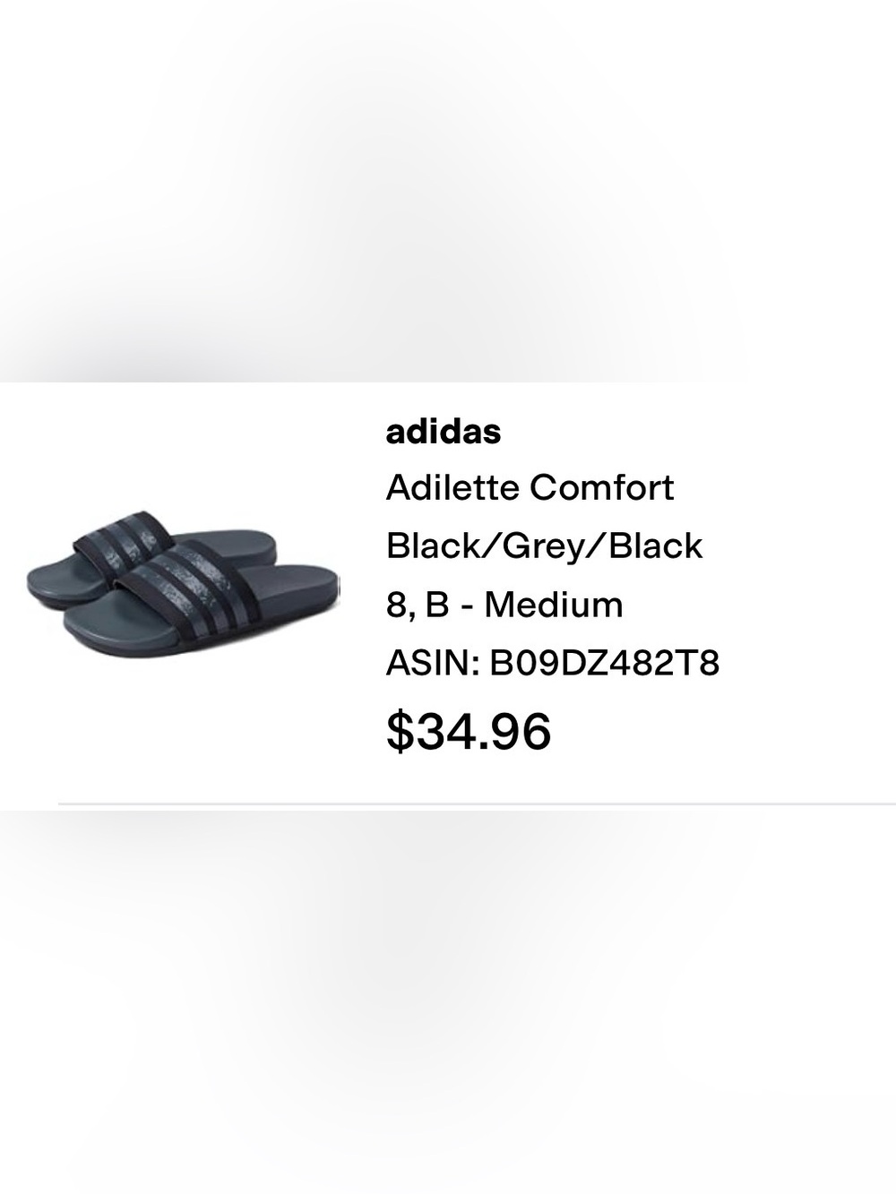 adidas Adilette Comfort Slides in Black/Grey